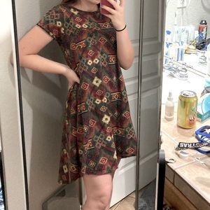 Lularoe Fall Color Geometric Pattern Swing Dress